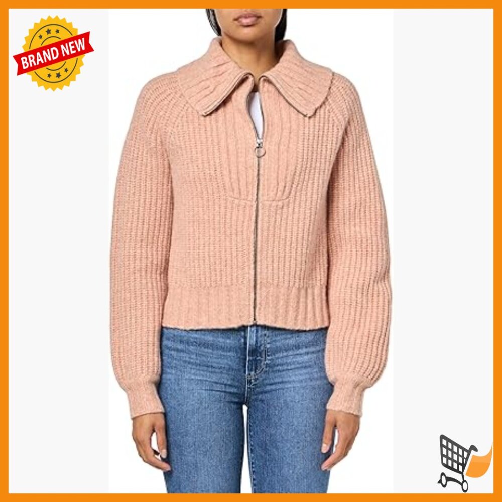 Wool Blend Zip-Up Pullover Sweater Long Sleeve Cozy Fall